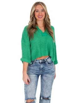 Blue Blush Spring Forward Cropped Sweater Tops