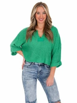 Blue Blush Spring Forward Cropped Sweater Tops
