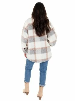 Illa Illa Speechless Teddy Plaid Shacket Outerwear