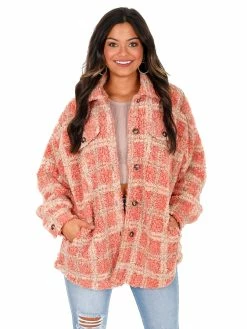 Illa Illa Speechless Teddy Plaid Shacket Outerwear