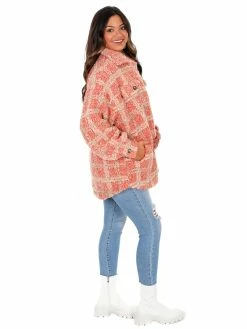 Illa Illa Speechless Teddy Plaid Shacket Outerwear