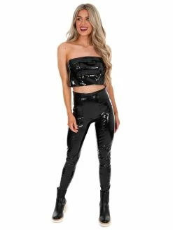 Blue Blush Have You Heard Patent Leather Crop Top