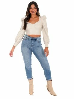 Illa Illa At Last Leather Puff Sleeve Top Tops