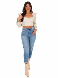 Illa Illa At Last Leather Puff Sleeve Top Tops