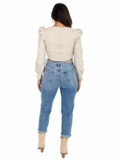 Illa Illa At Last Leather Puff Sleeve Top Tops