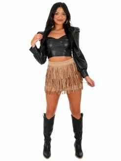 Illa Illa At Last Leather Puff Sleeve Top Tops