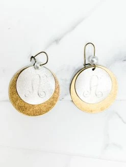 Accessories Medium Round Bronze Initial With Pearl