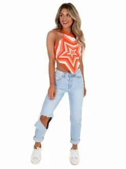 Dreamers Apparel You're A Star Colorblock Knit Crop Halter Top