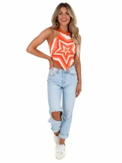 Dreamers Apparel You're A Star Colorblock Knit Crop Halter Top