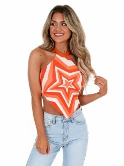 Dreamers Apparel You're A Star Colorblock Knit Crop Halter Top