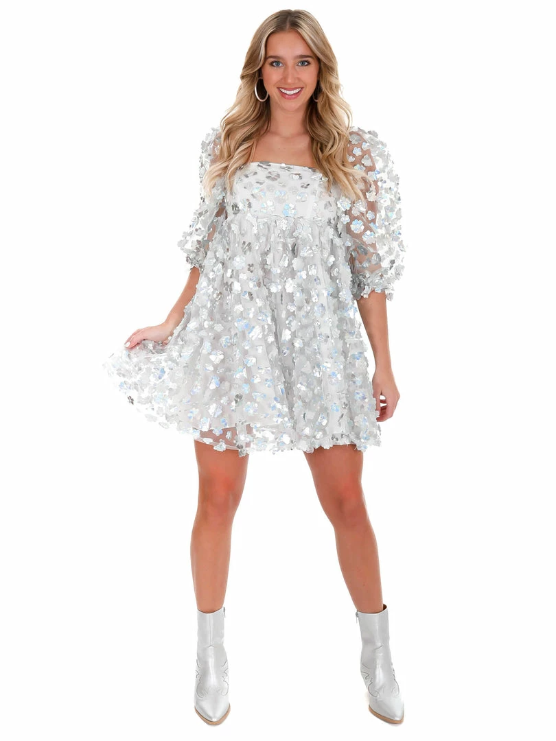 Coupon 👏 Storia Love Lockdown Silver Daisies Mini 👗 Dress 👗 Dresses 🛒 10 Storia Love Lockdown Silver Daisies Mini Dress Dresses