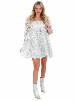 Coupon 👏 Storia Love Lockdown Silver Daisies Mini 👗 Dress 👗 Dresses 🛒 17 Storia Love Lockdown Silver Daisies Mini Dress Dresses