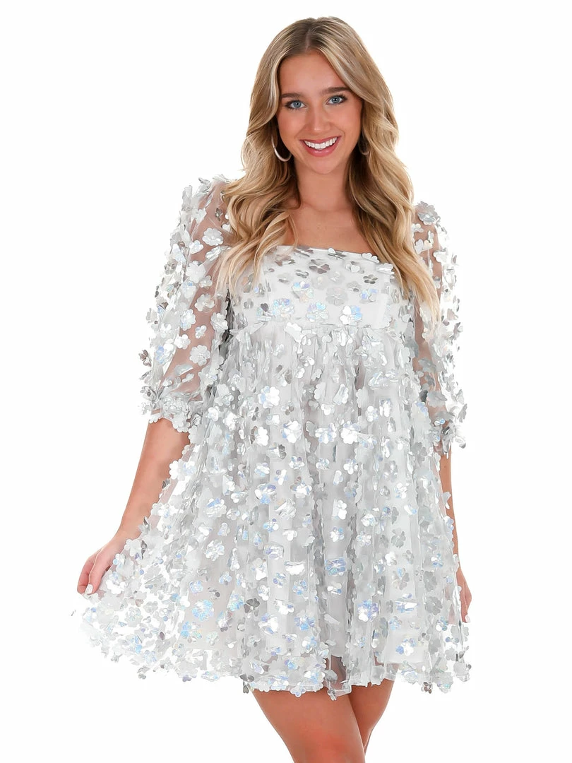 Coupon 👏 Storia Love Lockdown Silver Daisies Mini 👗 Dress 👗 Dresses 🛒 9 Storia Love Lockdown Silver Daisies Mini Dress Dresses