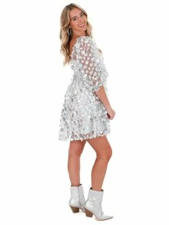 Coupon 👏 Storia Love Lockdown Silver Daisies Mini 👗 Dress 👗 Dresses 🛒 22 Storia Love Lockdown Silver Daisies Mini Dress Dresses