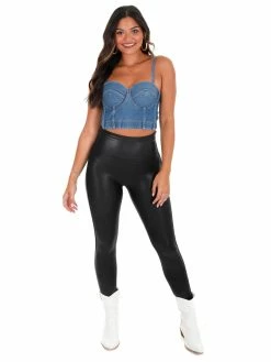 J.nna Used To Be Denim Corset Bustier Top Tops