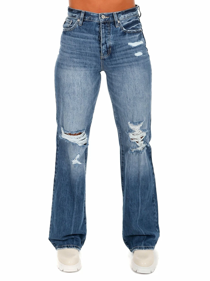 Budget ❤️ Kancan Ultra High Rise Distressed 90s Flare 🤩 1 Kancan Ultra High Rise Distressed 90s Flare