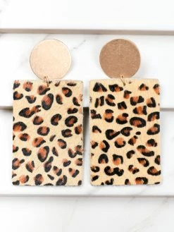 Jewelry Soft Leopard Rectangle Earrings