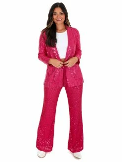 Main Strip Tops Rhinestone Cowboy Fuchsia Sequin Jacket