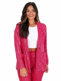 Main Strip Tops Rhinestone Cowboy Fuchsia Sequin Jacket