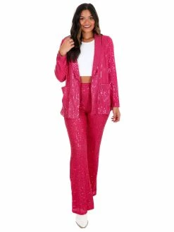 Main Strip Tops Rhinestone Cowboy Fuchsia Sequin Jacket