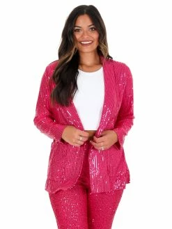 Main Strip Tops Rhinestone Cowboy Fuchsia Sequin Jacket