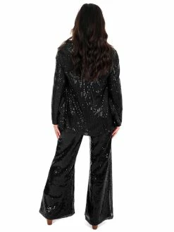 Main Strip Rhinestone Cowboy Black Sequin Jacket