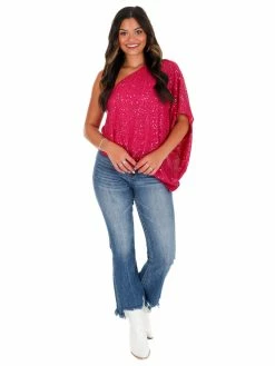 Brand new ๐ฏ Main Strip Rise Up Fuchsia One Shoulder Sequin Top ๐ 11 Main Strip Rise Up Fuchsia One Shoulder Sequin Top