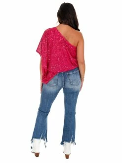 Brand new ๐ฏ Main Strip Rise Up Fuchsia One Shoulder Sequin Top ๐ 15 Main Strip Rise Up Fuchsia One Shoulder Sequin Top