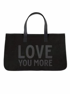 Accessories Love You More Black Canvas Tote Bags