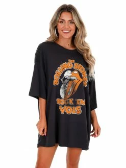 Livy Lu Rolling Stones Rock 'Em Vols Oversized Distressed Tee