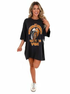 Livy Lu Rolling Stones Rock 'Em Vols Oversized Distressed Tee