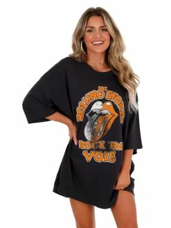 Livy Lu Rolling Stones Rock 'Em Vols Oversized Distressed Tee
