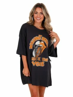 Livy Lu Rolling Stones Rock 'Em Vols Oversized Distressed Tee