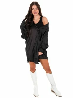 Mable Work With Me Satin Connected Tunic Dress Tops