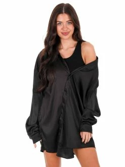 Mable Work With Me Satin Connected Tunic Dress Tops
