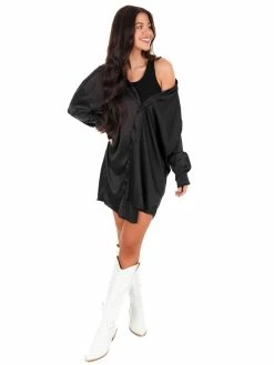 Mable Work With Me Satin Connected Tunic Dress Tops