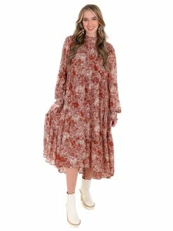 En Merci Spin Around Ruffle Midi Dress Dresses