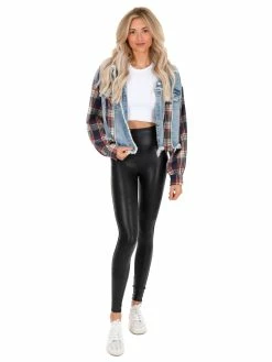 Oli & Hali What You Are Navy Plaid Denim Jacket