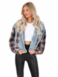 Oli & Hali What You Are Navy Plaid Denim Jacket