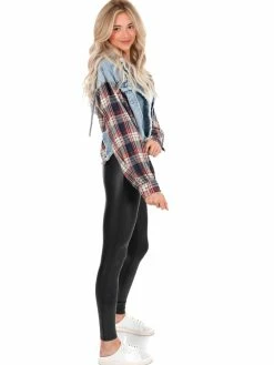 Oli & Hali What You Are Navy Plaid Denim Jacket