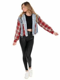 Oli & Hali Tops What You Are Red Plaid Denim Jacket