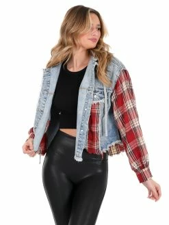 Oli & Hali Tops What You Are Red Plaid Denim Jacket