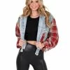 Oli & Hali Tops What You Are Red Plaid Denim Jacket