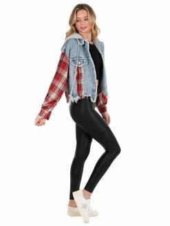 Oli & Hali Tops What You Are Red Plaid Denim Jacket