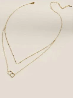 Jewelry Metal Double Chain Gold Initial Necklace