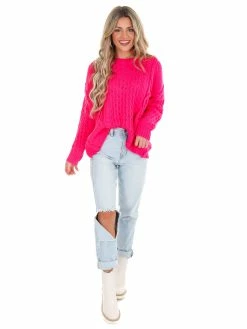 En Merci On Your Mind Cable Knit Sweater Tops