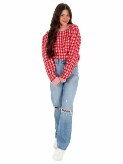 En Merci Every Morning Checkered Sweater Tops