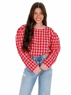 En Merci Every Morning Checkered Sweater Tops