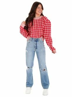 En Merci Every Morning Checkered Sweater Tops