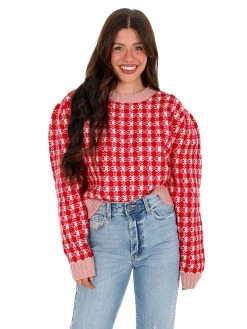 En Merci Every Morning Checkered Sweater Tops